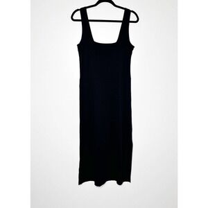 NWOT Vince Square Neck Midi Dress Women's Side Slits Sleeveless Black Size 2